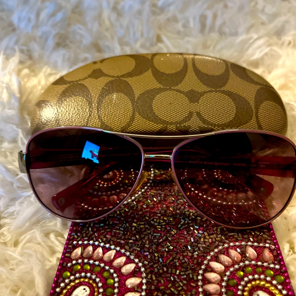 Coach pink frame glasses
